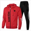 Männer Trainingsanzüge 2024 Herbst/Winter Mode Straße Sportswear Casual Joggen Im Freien Set Zipper Hoodie 2 Schwarz Sport Hosen