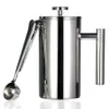 Cafetière à presse française Double paroi en acier inoxydable 304, pour conserver l'infusion ou le thé, 3 tailles avec clip d'étanchéité, cuillère 240104