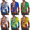 Men's Casual Shirts Fashion African Print Men's Short/Long Sleeve Shirts Ethnic Style Turn-down Collar Buttoned Tops Primitive Tribal Couple Clothes T240105