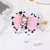 Haarschmuck 2 Stück Glitzerband Schleife Haarnadeln Kuhdruck Clips für Baby Mädchen Handgemachte Kinder Bögen Haarspangen Boutique Kopfbedeckung