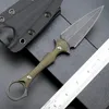 Couteau droit de survie de haute qualité D2 Black Stone Wash Lame à double tranchant Full Tang G10 / Micarta Poignée Couteaux tactiques de camping en plein air avec Kydex