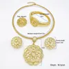 Necklace Earrings Set Italian Opal Gold Plated Round Pendant For Women African Jewellery Dubai Wedding Gift