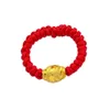 Cluster Rings Red Rope Transfer Bead Ring Women's Woven Elastic Gold Plated Imitation Durable Hard Jewelry