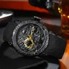 Megalith Fashion Gold Dragon Sculpture Watch Mężczyźni Kwarc Watch Waterproof Big Dial Sport Watches Men Watch Top Luksusowa marka zegar L302V