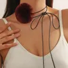 Collier ras du cou en corde longue accrocheur avec boules, sangle à nouer, chaîne de cou, bijoux pour tenues à la mode