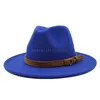 Suede Belt Hats Fedoras Wide Brim Panama Felt Hat for Women Party Church Jazz Top Cap British Men Dress Hats Sombreros