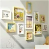 Dekorativa föremål Figurer 11 stycken Set Po Frame American Living Room Wall Combination Hanging Picture Restaurant Wood Home D Dhpzr