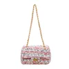Knitting Bags for Women Woolen Handmade Woven Handbags with Chain Ladies Fashion Solid Color Square Crochet Bag