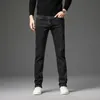 Fall Men's Cotton Stretch Slim Jeans Straight Version Business Fashion Denim Pants Vintage Blue Brand Trousers Black 240104