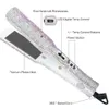 Rhinestone Flat Iron Hair Strainter Professional Dual Voltage rätning Irons LCD Display 2 tum platta 240105