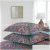 Bedding Sets 3Pcs Bohemian Style Floralwork Quilt 100%Cotton Bedspread Fl Queen King Size Printing Bed Er Al Drop Delivery Home Gard Dhewo