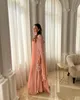 Sexy Pink Long Evening Dresses High Neck Chiffon Sleeveless with Cape A Line Pleated Ankle Length Custom Made for Women Party Gowns