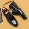 New Fashion Italian Genuine Leather Mens Dress Party Wedding Business Formal Oxfords Male Shoes Black Brown