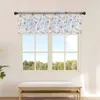 Cortina aquarela floral pintada à mão plantas cortinas de cozinha tule transparente curto sala de estar decoração de casa voile