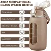 64Oz Glass Water Bottles With Straw Glass Bottle With Silicone Sleeve And Time Marker For Gym Home Office 240105