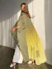 Etnische kleding Dubai Abaya Doorzichtige stof met geplooid chiffon aan de achterkant Islam Avondfeest Kaftan Moslimvrouwen Ramadan (geen binnenkant)