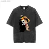 T-shirt da uomo T-shirt in cotone lavato Rufy Graphic O-Collo Top unisex Divertente da indossare ogni giorno Bambini Casual Streetwear Harajuku Maniche corte T240105