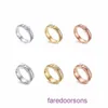 Tifanniss Rings Online Shop Wholesale Classic T Home S925 Sterling Silver Set med Diamond Full Gold Plated Double Ring för män och kvinnor har originallåda