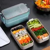 Bento Boxes Plastic Double-Layer Bento Box Sealed Leak-Proof Food Storage Container Mikrovågbar bärbar Picnic School Office Lunchbox YQ240105