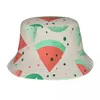 Bérets A Slice Of Summer - Chapeaux de seau à motif de pastèque pastel élégant Panama pour homme femme Bob pêcheur casquettes unisexes