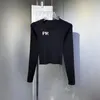 セーターレディースレタージャックドメスクルーネックニットセーター3色ブラックピンクホワイトタイトショートセーター