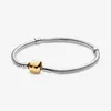 Bangle LR Pan Sterling Sier Armband för Women Girl Fit Original Charms Pärlor för smycken Making Rose Gold Bangle Square Clasp