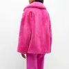 INS Chic Brand Fashion Long Faux Rabbit Fell Coat Jacke Frauen Winter 2023 Übergroße Shaggy Plush Coats Street Girls Mantel 240104