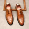 Top en cuir de vache hommes robe à lacets à la main Oxford classique Oxfords bout pointu fête chaussures formelles pour Y