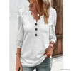 Women's Blouses Women Spring Floral Lace Blouse Femme Fashion Shirts Casual Loose Hollow Out Blusas O-Neck Long Sleeve Mesh Sheer