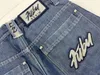 Jeans Men Y2K Hip Hop Letter Graphics Vintage Baggy Harajuku Denim Pants Casual Low Waisted Wide Trousers streetwear 240104