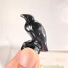 Figurines d'animaux en obsidienne noire naturelle, corbeau, cristaux de guérison, décoration de maison, pierres précieuses sculptées, oiseaux artisanaux, ornements, cadeau