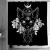 Satanische Kat Pentagram Death Zwart Metaal Duurzaam Badkamer Gordijnen Waterdicht Polyester Douche met 12 Haken 240105