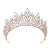 Hair Clips Wedding Accesories Luxury Drop Shape Crystal Crown Women Princess Birthday Party Imitation Pearl Tiaras Headwear