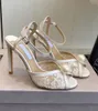 Marca de luxo mulheres sacora sandálias sapatos pérolas contas de cristal salto alto tornozelo tiras festa vestido de casamento senhora gladiador sandalias EU35-43 com caixa