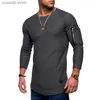 Herr t-shirts 2022 Nya tshirt Men's Spring Autumn T-shirt Män långärmad bomull Causal Bodybuilding Folding O Neck Tshirt Tops Tees Män T240105