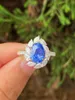 Bagues de cluster HJY2024 Bague saphir bleu 3,35 ct véritable or 18 carats pierres précieuses naturelles de bleuet diamants pierre femme