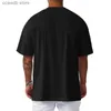 Herr t-shirts överdimensionerade t-shirt män tappade axel kort ärm fitness t shirt sommaren stor mesh sexig lös gymkläder basket tröja t240105