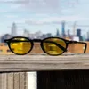 Lunettes de soleil mode rétro pour hommes femmes Vintage petit cadre rond lunettes de soleil lentille jaune lunettes nuances lunettes L220801307R