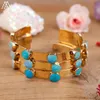 Bracelets Classic Women Blue Turquoise Beads Gold Bracelet Turquoises Stone Open Cuf Bangle Teengirls Friendship Jewelry Gift Dropship