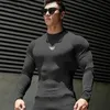 Herr t-shirts Turtleneck Compression Gym långärmad skjorta träning t shirt män kroppsbyggande tätt kläder fitness mens sport tee shirt t240105