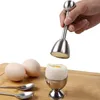 Eierknacker-Topper-Set aus Edelstahl für hartgekochte Eier, Trennhalter, 4 Löffel, 4 Tassen, 1 Schalenentferner, Oberschneider 240105