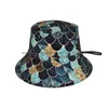 Berets Mystic Mermaid Blue Bucket Hat Sun Cap Mermaidscales Mermaidpattern Fishscales Glitter Gold Teal Mint Rich Bold Glamourous