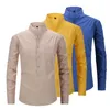 100 Cotton Springsummer Linen Men's Shirt Långärmad gratis strykning Solid Color Business Casual American Code 240105