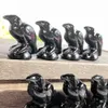 Corvo Staute Ossidiana nera naturale Animali Figurine Cristalli curativi Decorazioni per la casa Pietre preziose Intagliato Uccello Ornamenti artigianali Regalo