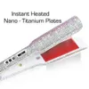 Rhinestone Flat Iron Hair Strainter Professional Dual Voltage rätning Irons LCD Display 2 tum platta 240105