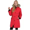 디자이너 캐나다 여자 재킷 파카 코트 겨울 레이디 다운 후드 코트 후드 너구리 모피 코트 분리 가능한 칼라 야외 따뜻한 숙녀 재킷
