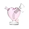 Dernières Rose Fumer Bubbler Verre Épais LOVE Forme Pipes Portable Poche Mini Herbe Tabac Filtre Poignée Bol Porte-Cigarette Tube Pipe À Eau Bulle Main Bong