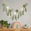 Tapissries 1 PCS Macrame Wall Hanging Leaves- Stor chic fjäder Boho Decor Wowen Art Leaf Tassels Tapestry Green för hemmakontoret