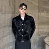 IEFB Elegancju Męskie kurtki jesienne modne męskie odzież Osobowość błyszcząca skórzana płaszcz w stylu koreański luksusowy tops 9C1608 240105