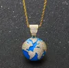 Pendentif Colliers Classique Creative Blue Earth Zircon Collier Hommes Punk Hip Hop Rock Music Party Cool Bijoux